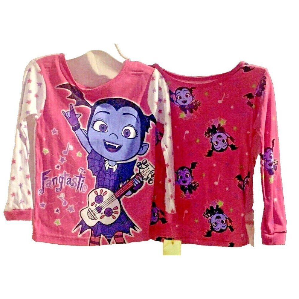 Disney  Vampirina  Girls Snug Fit Pajama Tops Toddler Size 4 Pink 2 Shirts
